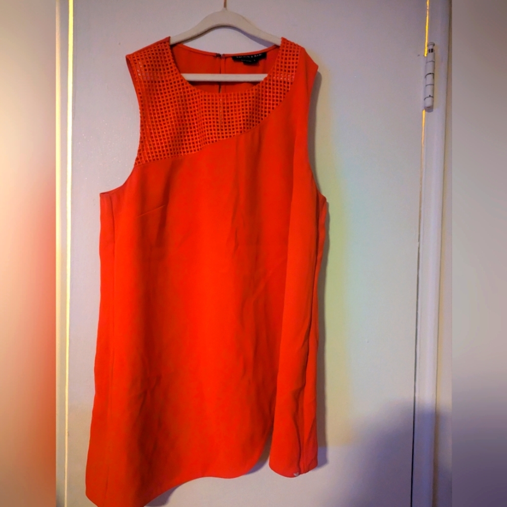 Sachin + Babi Vibrant Red Mesh Detail Dress Sz L